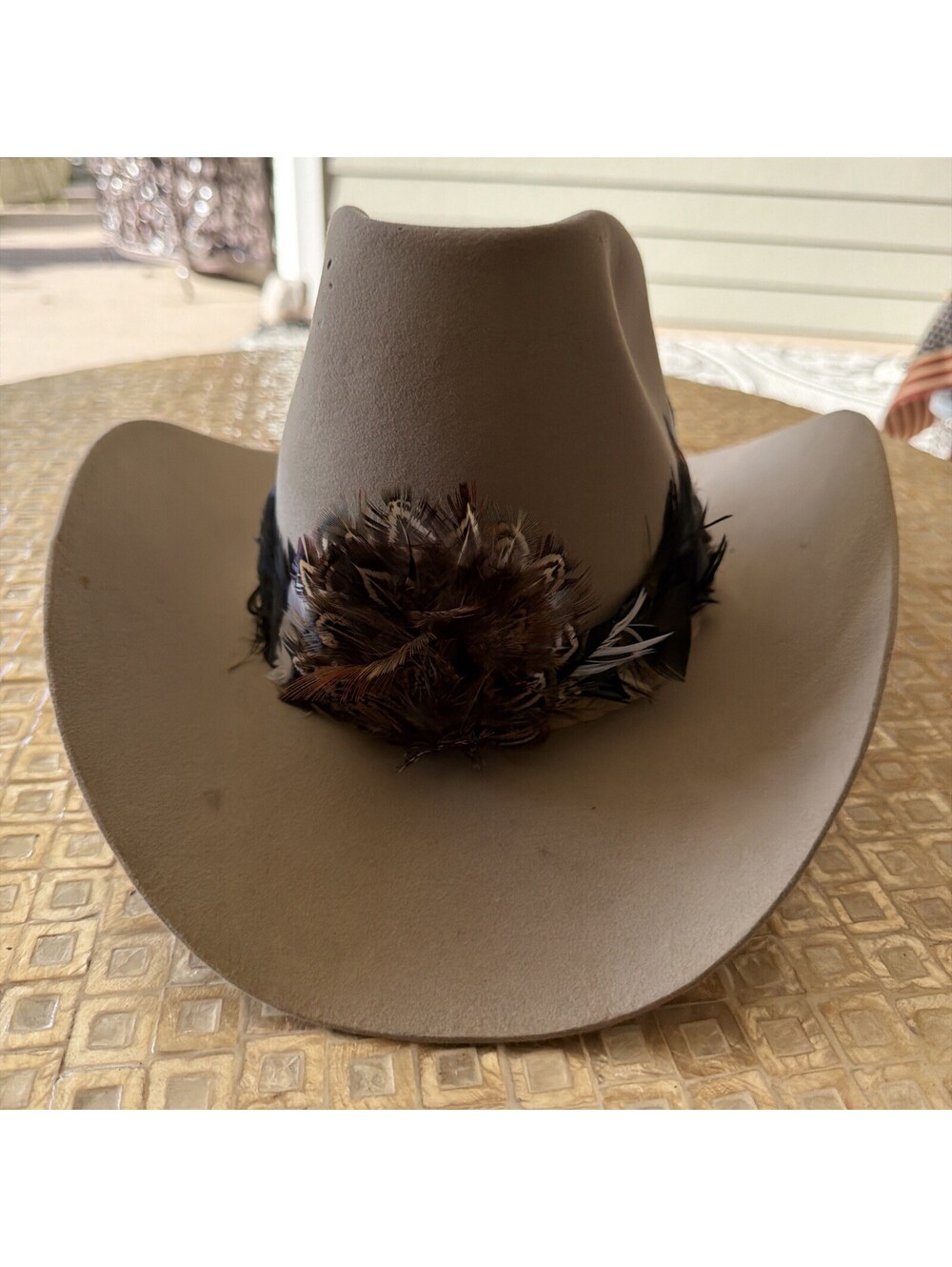 John B. Stetson Mens Tan Wide Brim Western Cowboy Hat Size 7 1/4